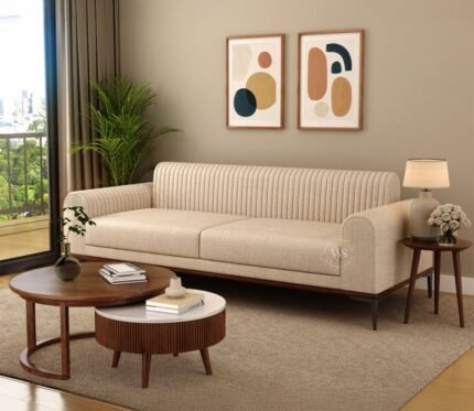Lorenz 3 Seater Sofa (Cotton, Jade Ivory)